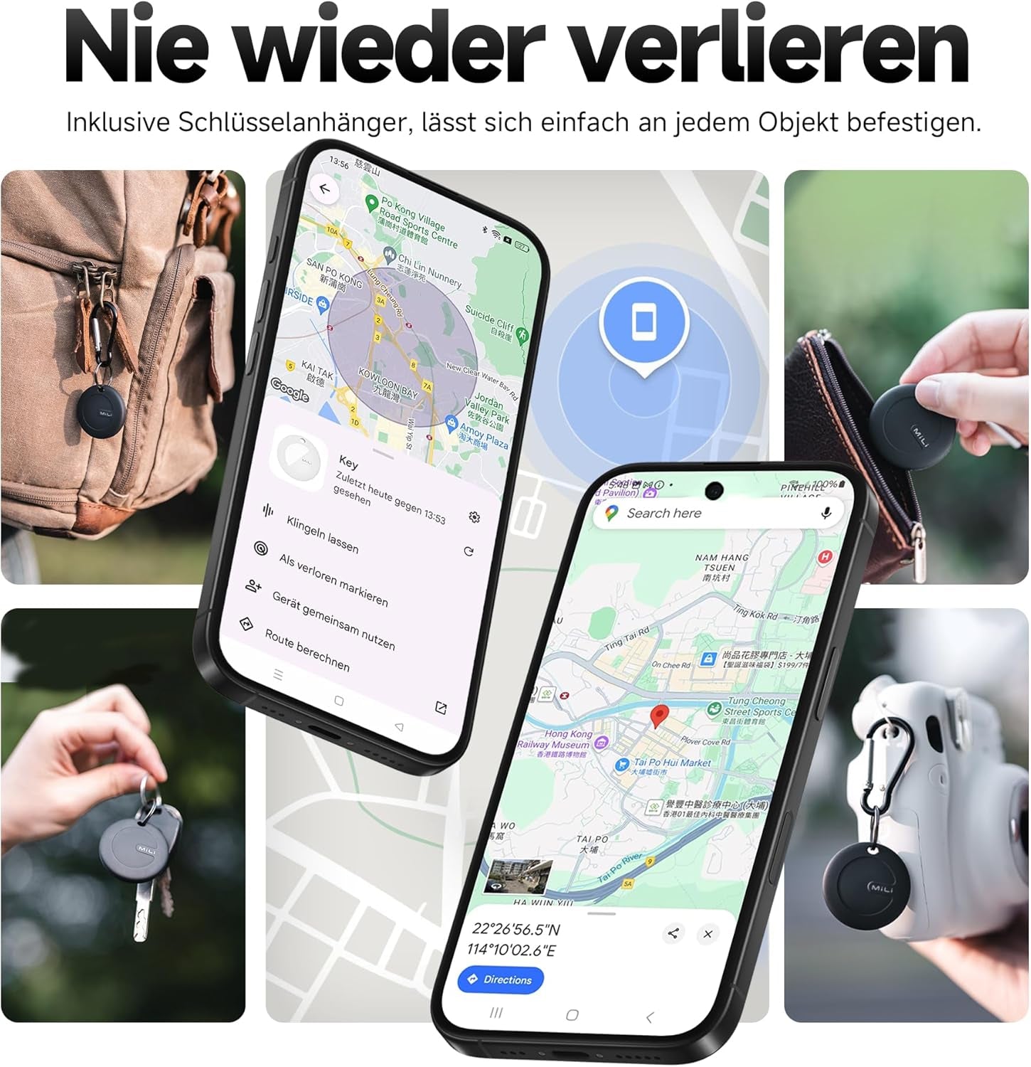 Mili Mitag Traceur Localisateur D’Objets Bluetooth, Fonctionne Avec L’App Google Localiser (Uniquement Android), Batterie Remplaçable, IP67 Imperméable, Pour Les Clés/Portefeuilles/Valises, 4-Pack